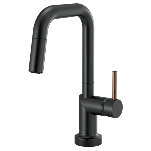 BRIZO 64965LF SmartTouch Pull-Down Prep Kitchen Faucet with Square Spout - Wood Lever Handle