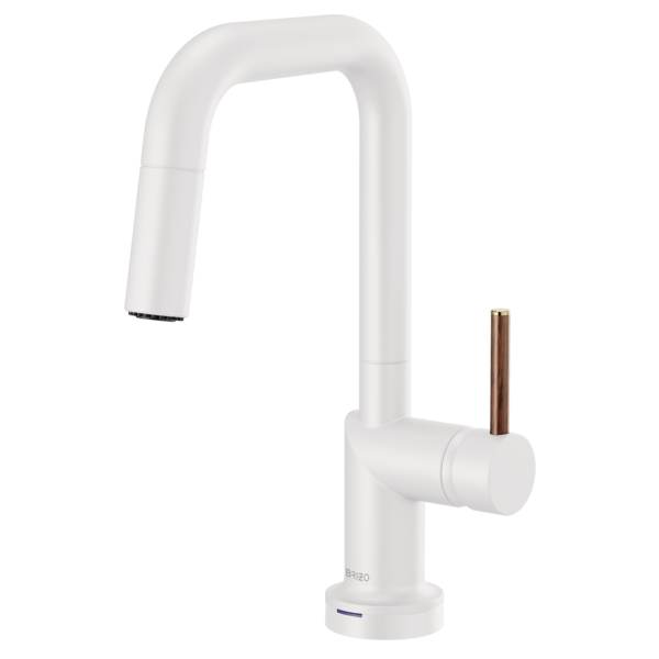 BRIZO 64965LF SmartTouch Pull-Down Prep Kitchen Faucet with Square Spout - Wood Lever Handle