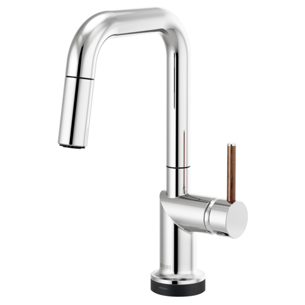 BRIZO 64965LF SmartTouch Pull-Down Prep Kitchen Faucet with Square Spout - Wood Lever Handle