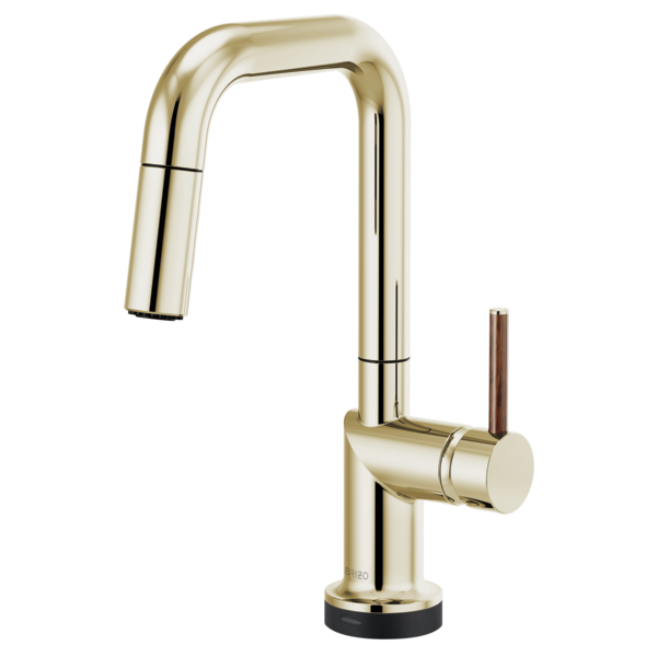 BRIZO 64965LF SmartTouch Pull-Down Prep Kitchen Faucet with Square Spout - Wood Lever Handle