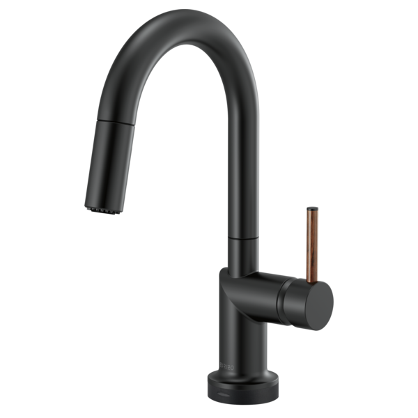 BRIZO 64975LF SmartTouch Pull-Down Prep Kitchen Faucet with Arc Spout - Wood Lever Handle