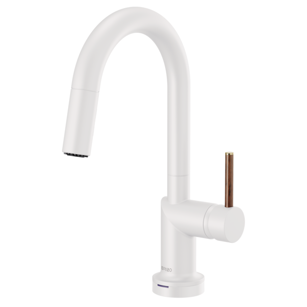 BRIZO 64975LF SmartTouch Pull-Down Prep Kitchen Faucet with Arc Spout - Wood Lever Handle