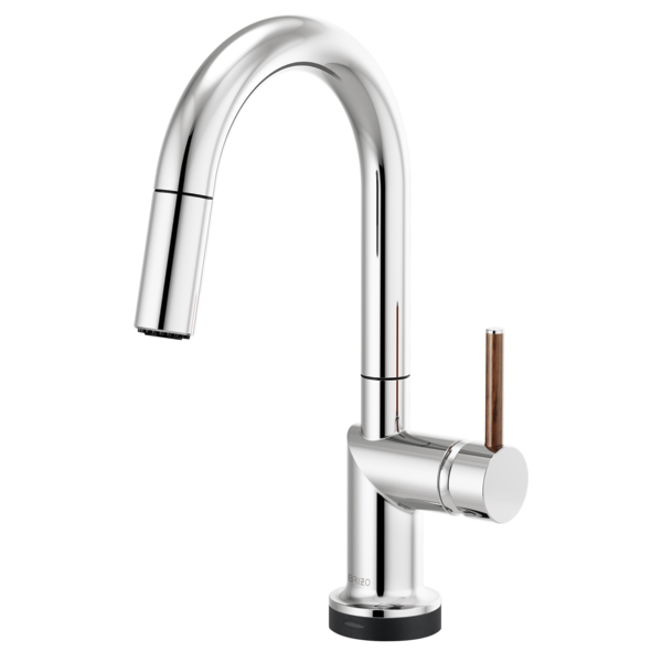 BRIZO 64975LF SmartTouch Pull-Down Prep Kitchen Faucet with Arc Spout - Wood Lever Handle