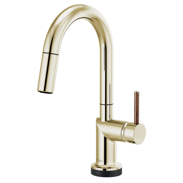 BRIZO 64975LF SmartTouch Pull-Down Prep Kitchen Faucet with Arc Spout - Wood Lever Handle