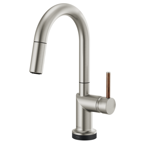 BRIZO 64975LF SmartTouch Pull-Down Prep Kitchen Faucet with Arc Spout - Wood Lever Handle