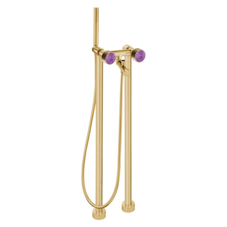 MAIER 82512 Bespoke Floor Mount Tub Filler Dots Handle and Amethyst Inlay