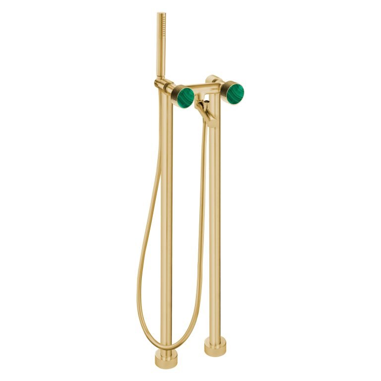 MAIER 82512 Bespoke Floor Mount Tub Filler Dots Handle and Malachite Inlay