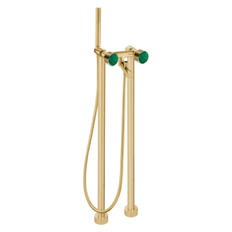 MAIER 82512 Bespoke Floor Mount Tub Filler Stripes Handle and Malachite Inlay