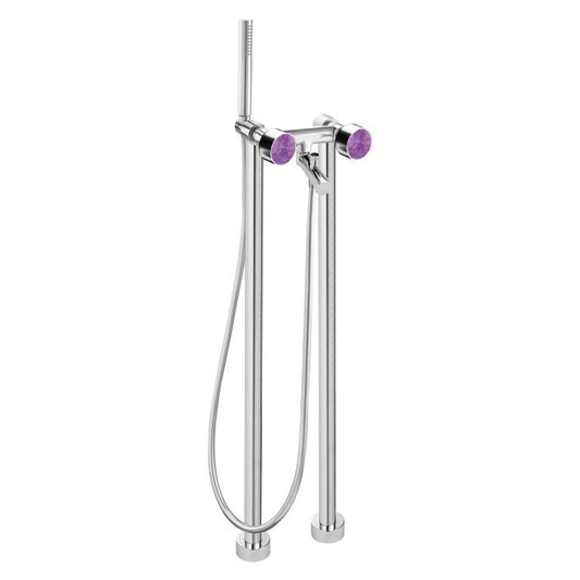 MAIER 82512 Bespoke Floor Mount Tub Filler Plain Handle and Amethyst Inlay