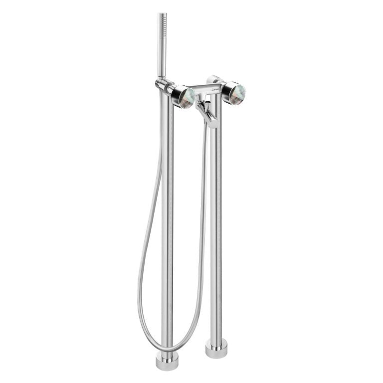 MAIER 82512 Bespoke Floor Mount Tub Filler Plain Handle and Mother of Pearl Grey Inlay