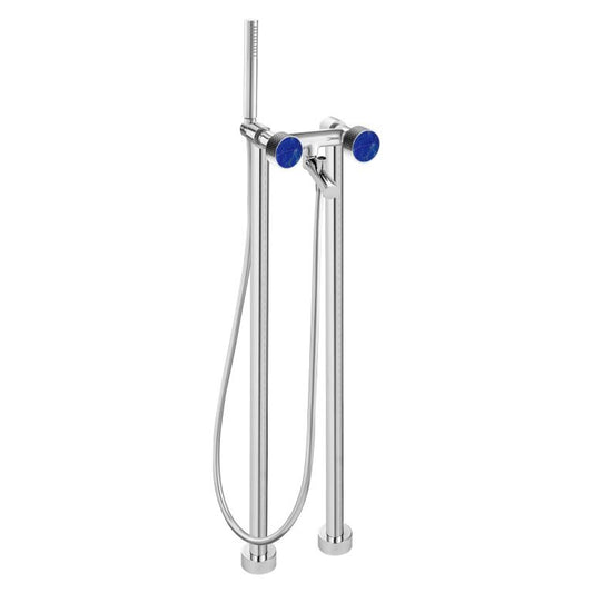 MAIER 82512 Bespoke Floor Mount Tub Filler Dots Handle and Lapis Iazuli Inlay