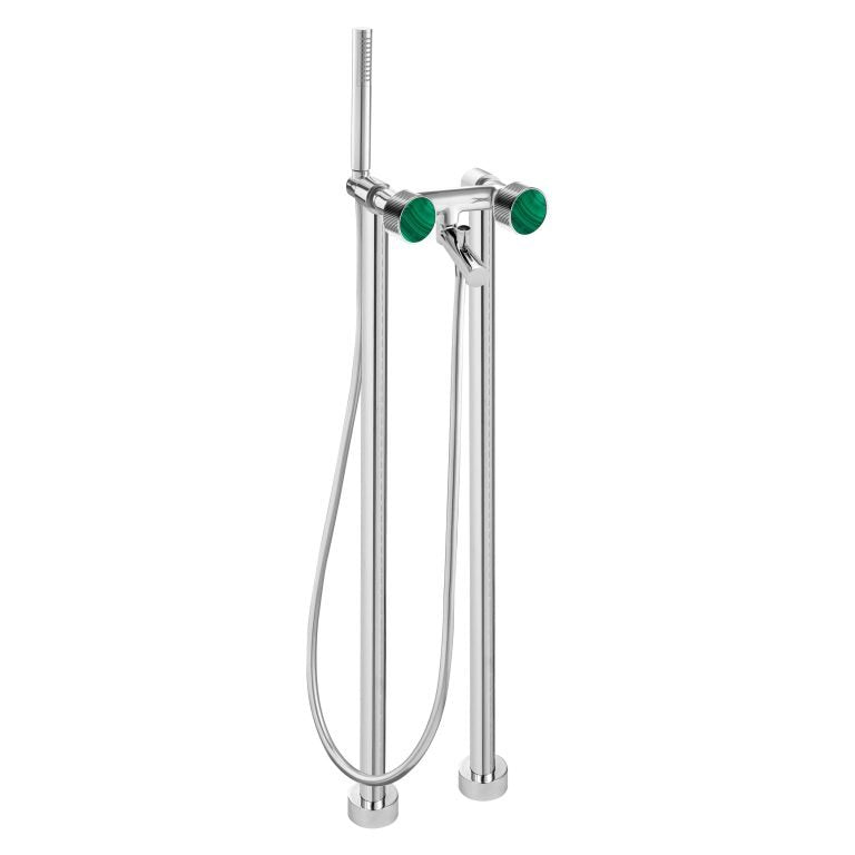 MAIER 82512 Bespoke Floor Mount Tub Filler Stripes Handle and Malachite Inlay