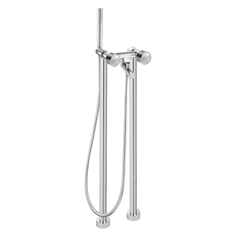 MAIER 82512 Bespoke Floor Mount Tub Filler Stripes Handle and Mother of Pearl White Inlay