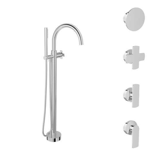 BARIL B80-1101-00 Floor-Mounted Tub Filler With Hand Shower (Without Handle)