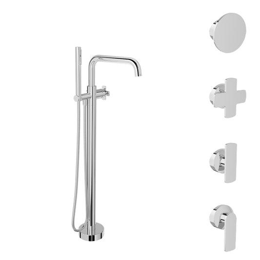 BARIL B80-1102-00 Floor-Mounted Tub Filler With Hand Shower (Without Handle)