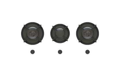 PITT CUSIN CUSIN3BT-NG, 3-Burner, Top Mounted Control Knobs,  BLACK  Burners, Natural Gas