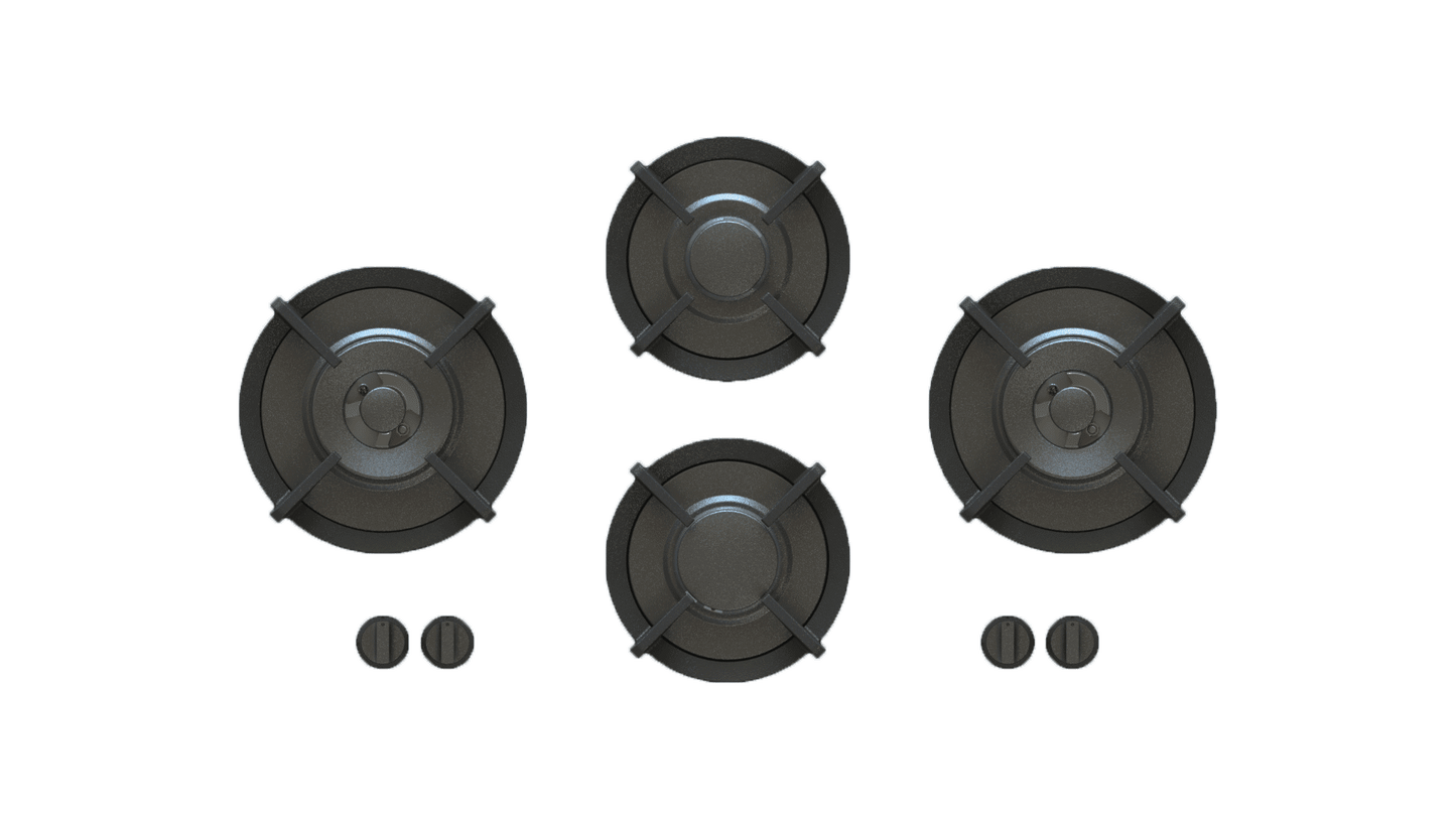 PITT DEMPO DEMPO4BT-NG, 4-Burner, Top Mounted Control Knobs, BLACK Edition Burners, Natural Gas