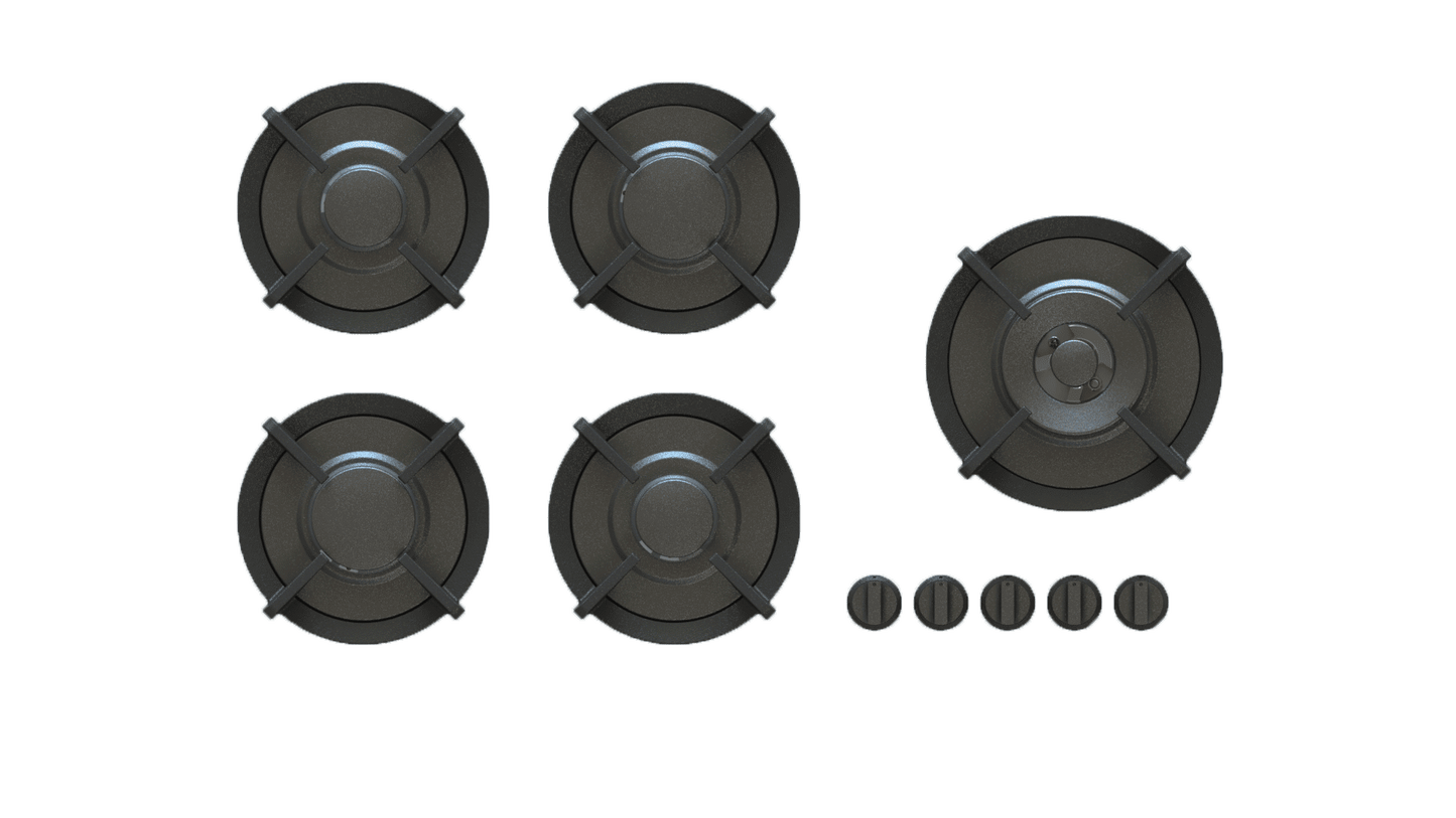 PITT EBEKO EBEKO5BT-NG, 5-Burner, Top Mounted Control Knobs, BLACK Edition Burners, Natural Gas