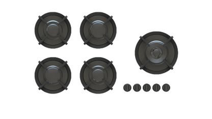 PITT EBEKO EBEKO5BT-NG, 5-Burner, Top Mounted Control Knobs, BLACK Edition Burners, Natural Gas