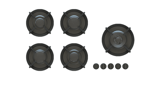 PITT EBEKO EBEKO5BT-NG, 5-Burner, Top Mounted Control Knobs, BLACK Edition Burners, Natural Gas