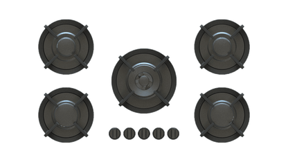 PITT ELBRUS ELBRUS5BT-NG, 5-Burner, Top Mounted Control Knobs, BLACK Edition Burners, Natural Gas