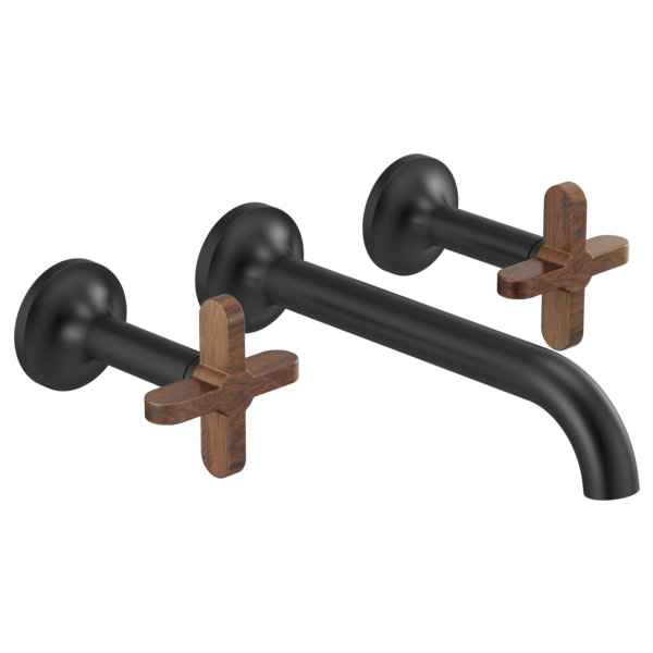 BRIZO ODIN T65875LF Widespread Lavatory Faucet - Cross Wood Handles 1.2 GPM