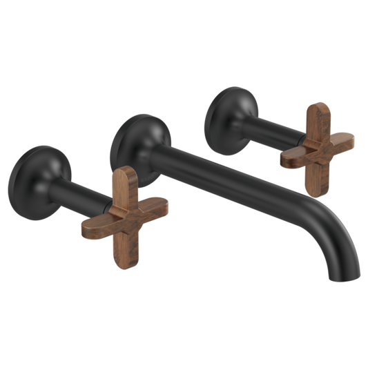 BRIZO ODIN T65875LF Widespread Lavatory Faucet - Cross Wood Handles 1.2 GPM