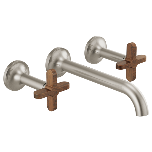 BRIZO T65875LF Two-Handle Wall Mount Lavatory Faucet - Cross Wood Handles