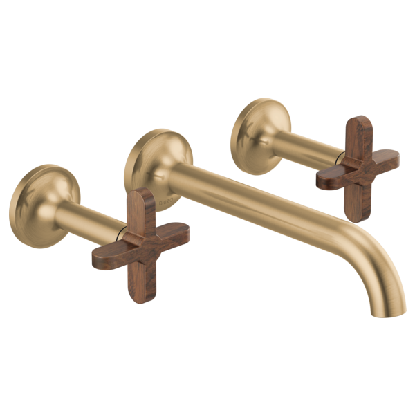 BRIZO ODIN T65875LF Widespread Lavatory Faucet - Cross Wood Handles 1.2 GPM