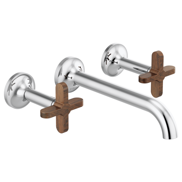 BRIZO ODIN T65875LF Widespread Lavatory Faucet - Cross Wood Handles 1.2 GPM