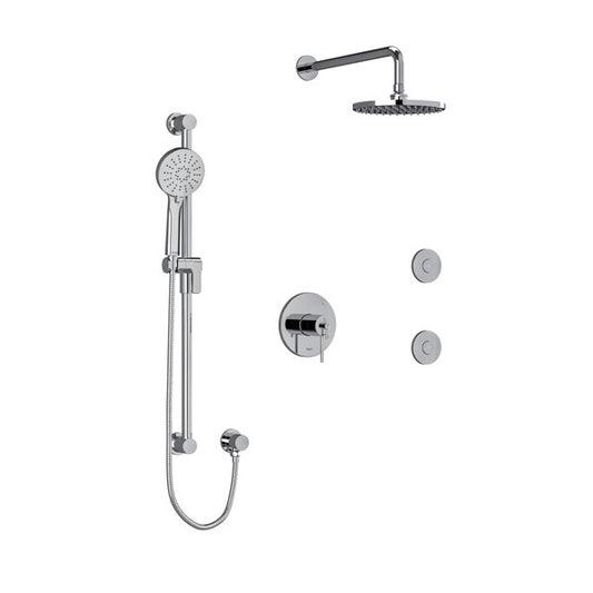 RIOBEL KIT3545CSTM CS Type T/P (Thermostatic/Pressure Balance) 1/2 Inch Coaxial 3-Way System Hand Shower Rail Elbow Supply Shower Head And 2 Body Jets