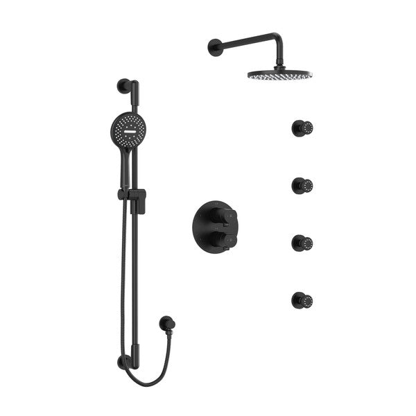 RIOBEL KIT446PB Parabola Type T/P (Thermostatic/Pressure Balance) Double Coaxial System With Hand Shower Rail 4 Body Jets And Shower Head