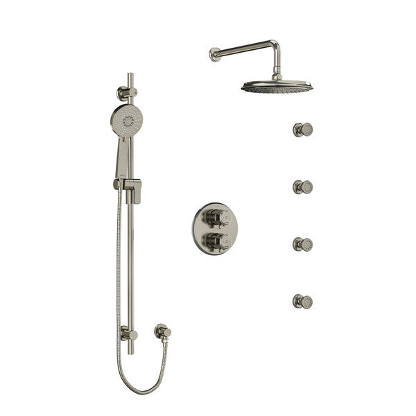 RIOBEL KIT446MMRDJ Momenti Type T/P (Thermostatic/Pressure Balance) Double Coaxial System With Hand Shower Rail 4 Body Jets And Shower Head