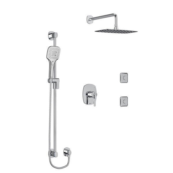 RIOBEL KIT3545VY Venty Type T/P (Thermostatic/Pressure Balance) 1/2 Inch Coaxial 3-Way System Hand Shower Rail Elbow Supply Shower Head And 2 Body Jets