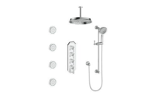 VOGT SET.C1.350.936 Carinthia 3/4" High-Flow TH Shower Kit with Body Jets and 6" Ceiling Arm