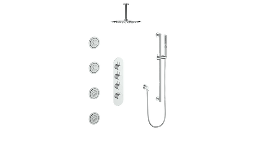 VOGT SET.DA.350.936 Drava 3-Way TH Shower Kit with Body Jets and 6" Ceiling Arm