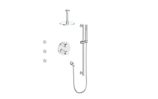 VOGT SET.DA.320.816 Drava 3-Way TH Shower Kit with Body Jets and 6" Ceiling Arm