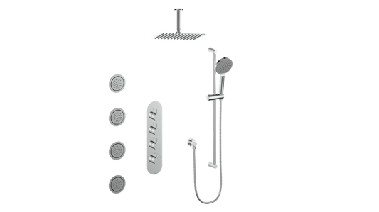 VOGT SET.WL.350.936 Worgl 3/4" High-Flow TH Shower Kit with Body Jets and 6" Ceiling Arm