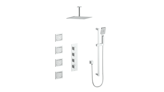 VOGT SET.NU.350.936 Niveau 3/4" High-Flow TH Shower Kit with Body Jets and 6" Ceiling Arm