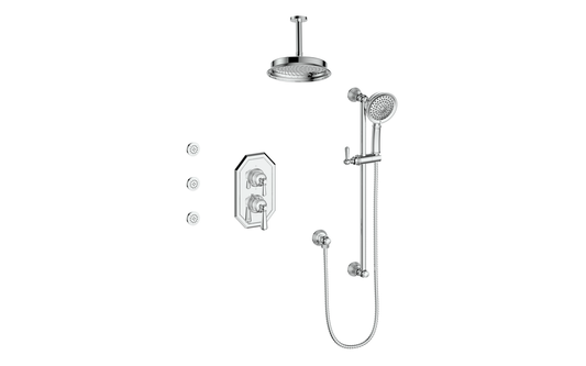 VOGT SET.C1.320.816 Carinthia 3-Way TH Shower Kit with Body Jets and 6" Ceiling Arm