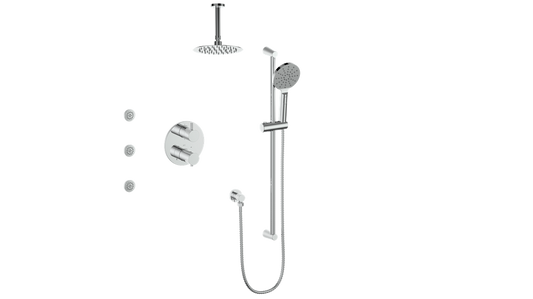 VOGT SET.WL.320.816 Worgl 3-Way TH Shower Kit with Body Jets and 6" Ceiling Arm