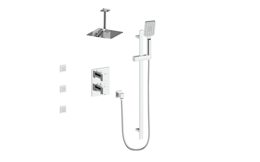 VOGT SET.KG.320.816 Kapfenberg 3-Way TH Shower Kit with Body Jets and 6" Ceiling Arm