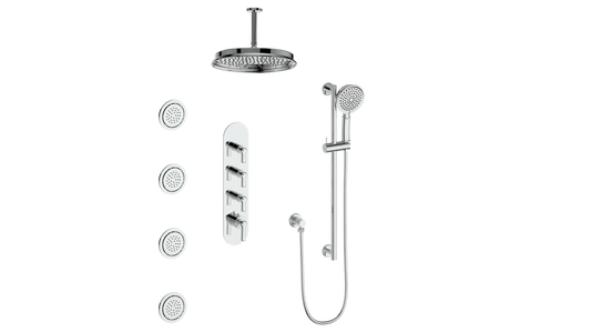 VOGT SET.Z1.350.936 Zehn 3/4" High-Flow TH Shower Kit with Body Jets and 6" Ceiling Arm