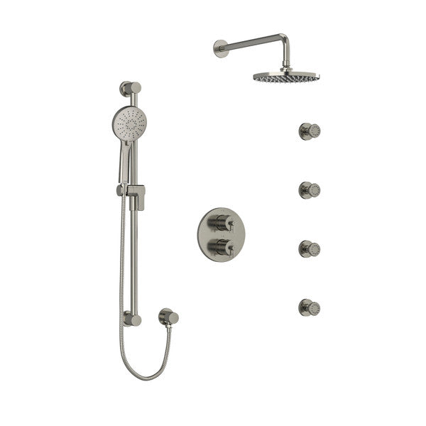 RIOBEL KIT446CSTM CS Type T/P (Thermostatic/Pressure Balance) Double Coaxial System With Hand Shower Rail 4 Body Jets And Shower Head