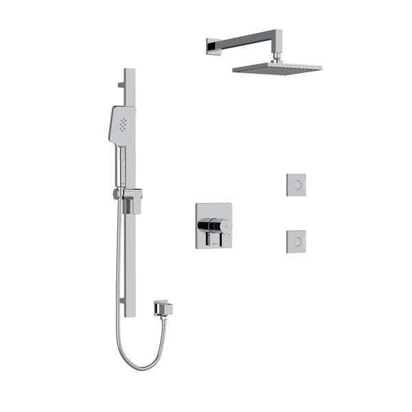 RIOBEL KIT3545PXTQ Paradox Type T/P (Thermostatic/Pressure Balance) 1/2 Inch Coaxial 3-Way System Hand Shower Rail Elbow Supply Shower Head And 2 Body Jets