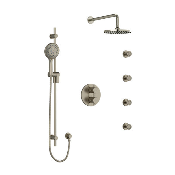 RIOBEL KIT446EDTM Edge Type T/P (Thermostatic/Pressure Balance) Double Coaxial System With Hand Shower Rail 4 Body Jets And Shower Head