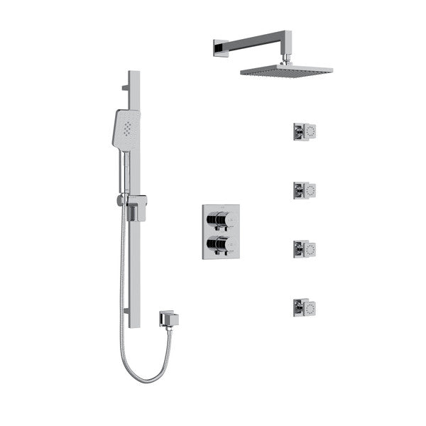 RIOBEL KIT446PXTQ Paradox Type T/P (Thermostatic/Pressure Balance) Double Coaxial System With Hand Shower Rail 4 Body Jets And Shower Head