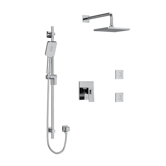 RIOBEL KIT3545ZOTQ Zendo Type T/P (Thermostatic/Pressure Balance) 1/2 Inch Coaxial 3-Way System Hand Shower Rail Elbow Supply Shower Head And 2 Body Jets