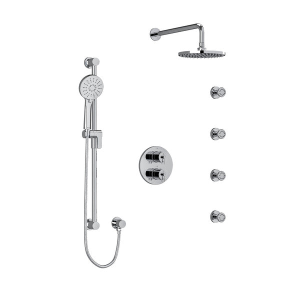 RIOBEL KIT446CSTM CS Type T/P (Thermostatic/Pressure Balance) Double Coaxial System With Hand Shower Rail 4 Body Jets And Shower Head