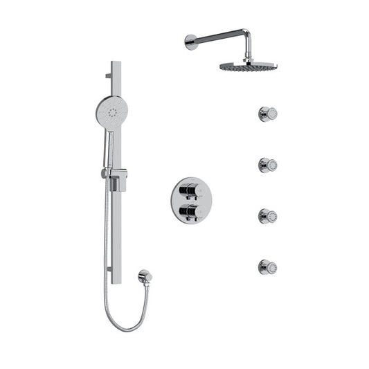 RIOBEL KIT446PXTM Paradox Type T/P (Thermostatic/Pressure Balance) Double Coaxial System With Hand Shower Rail 4 Body Jets And Shower Head